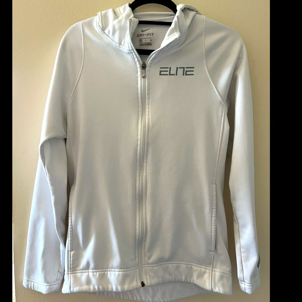 NIKE Dri-fit White zip up with hood